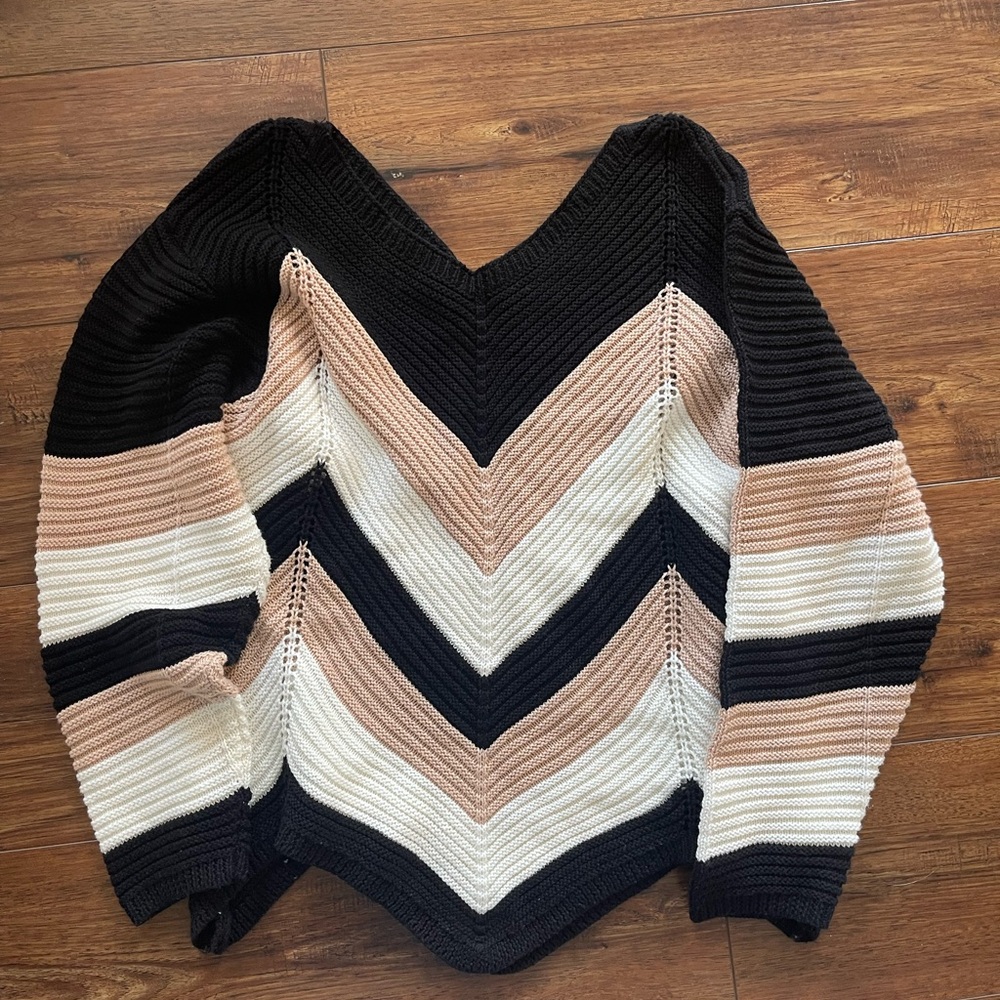 Striped Black and Tan Women's Sweater